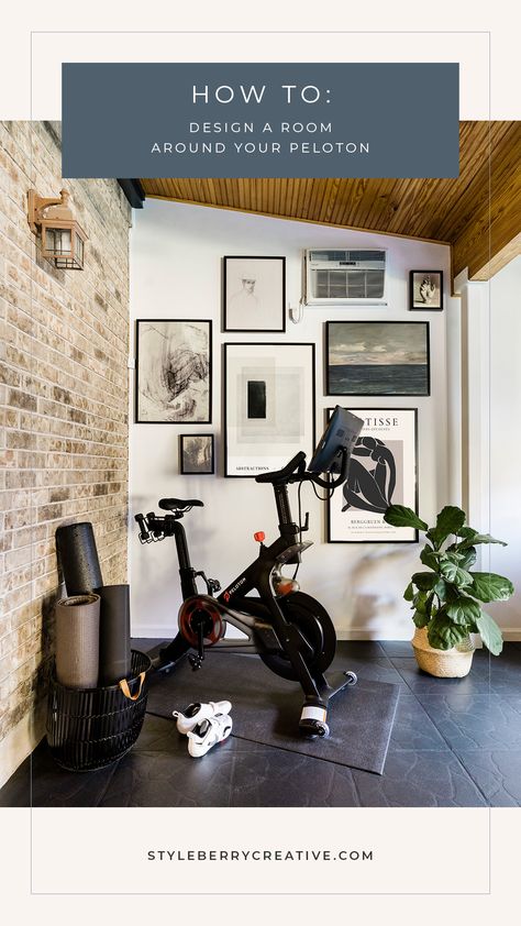 Aesthetic Workout Room, Gym And Guest Room Combo, Home Office Gym Combo Layout, Office And Workout Room Combo, Home Office Gym Combo, Office Gym Combo, Peloton Room, Guest Room Combo, Office And Guest Room