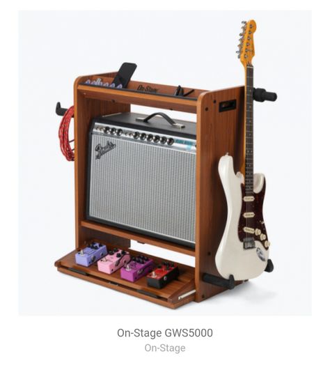 Guitar Amp And Pedal Storage, Guitar And Amp Stand, Amp Cabinet Guitar, Diy Guitar Amp Cabinet, Guitar And Amp Storage, Amp Storage Ideas, Guitar Amp Storage, Guitar Storage Ideas, Guitar Stand Ideas