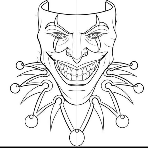 Tattoo Outline With Shading, Simple Spooky Tattoo Ideas, Stencil Tattoo Ideas Men Easy, Simple Tattoo Outlines For Men, Joker Tattoo Stencil, Easy Tattoo Stencils, Simple Tattoo Outlines, Beginner Tattoo Stencils, Simple Tattoo Stencils