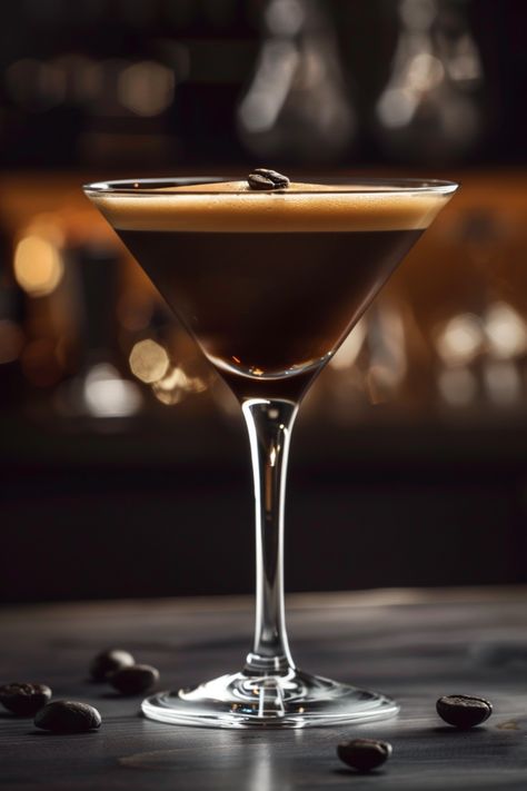 Delicious Rum Espresso Martini Recipe #cocktails #cocktailrecipes Rum Espresso Martini, Rum Coffee Drinks, Espresso Martini Aesthetic, Espresso Martini Ingredients, Cocktail Aesthetic, Cocktail Prints, Espresso Martini Recipe, Brown Cocktail, Good Rum