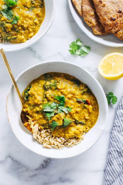 One-Pot Golden Lentil Curry - Making Thyme for Health Golden Lentil, Healthy Vegetarian Meal Plan, Turmeric Curry, Plant Based Diet Meals, Plant Based Recipes Dinner, Vegetarian Meal Plan, Plant Based Diet Recipes, Vegetarian Meal, Lentil Curry