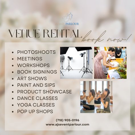 Event Space Rental Business, Event Space Business, Event Venue Business, Party Rental Ideas, Venue Business, Event Space Design, Event Space Rental, Event Planning Branding, Event Venue Spaces