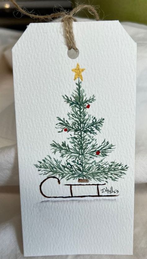 Watercolor Ornaments Christmas, Christmas Cards Aquarel, Watercolour Christmas Cards Ideas, Christmas Art Painting, Watercolor Bookmarks Ideas, Watercolor Christmas Cards Diy, Christmas Cards Drawing, New Year Art, Watercolor Christmas Tree