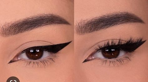 Fox style winged eyeliner Semi Hooded Eyes, Foxy Eyeliner, Foxy Eyes, Hooded Eye Makeup Tutorial, Eyeliner For Hooded Eyes, Eyeliner Designs, Winged Eyeliner Tutorial, Eyeliner For Beginners, Makeup Tutorial Eyeliner