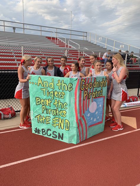 Throwback Cheer Theme, Pajama Theme Football Game, Country Theme Football Game Signs, Football Season Signs, Usa Pep Rally Signs, Espn Student Section Theme, Cheer Pep Rally Themes, Pep Rally Themes High School, Rivalry Football Game Posters