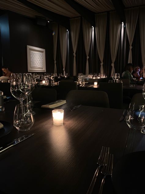 Romantic candle lit restaurant in Milan Dim Restaurant Aesthetic, Dim Lit Restaurant, Milano Aesthetic, Random Dump, Romantic Restaurant, Jazz Club, Birthday Weekend, 12 Pm, Future Lifestyle