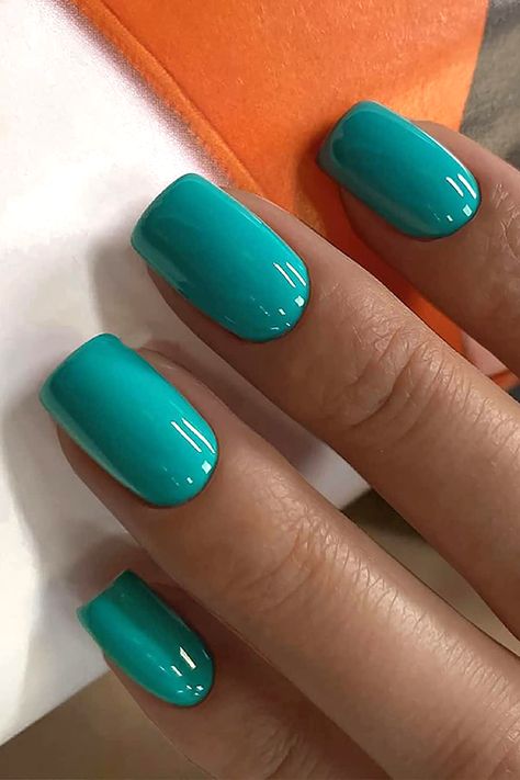 turquoise press on nails Turquoise Nail Designs, Nails Solid Color, Nails Solid, Square Press On Nails, Aqua Nails, Teal Nails, Country Nails, Turquoise Nails, May Nails