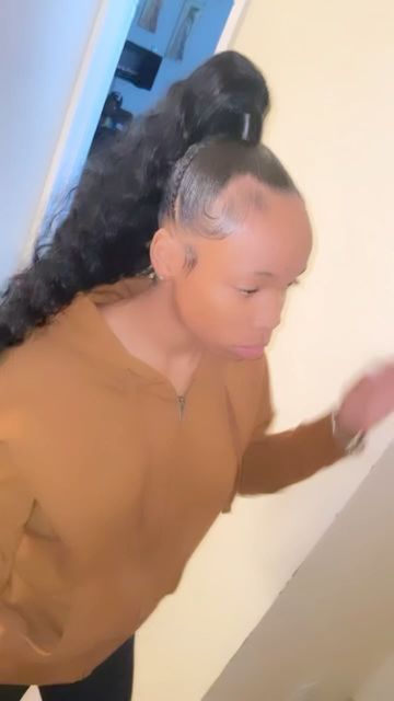 Ponytail With 2 Braids, Genie Ponytail Weave, Braids On The Side, Genie Ponytail, Ponytail Weave, 2 Braids, Side Braid, Protective Styles, On The Side