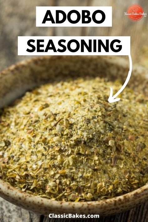 Diy Adobo Seasoning, Adobo Seasoning Recipe, Marinade For Pork, Homemade Dry Mixes, Homemade Seasoning, Homemade Spice Mix, Dry Rub Recipes, Spice Blends Recipes, Adobo Seasoning