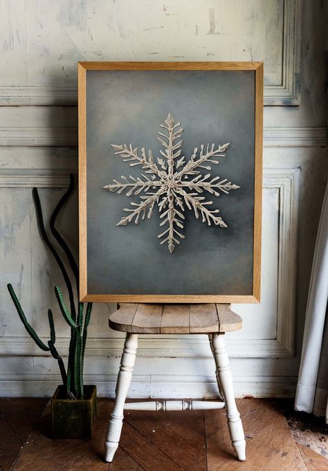 Snowflakes Art, Winter Wall Art, Christmas Snowflakes, Vintage Christmas Decorations, Wall Decor Printables, Christian Wall Art, Unique Christmas, Post Cards, Farmhouse Christmas