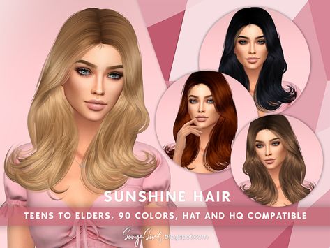 Sunshine Hair (PUBLIC) | SonyaSims on Patreon Rogue Hair, Flame Hair, Pelo Sims, Tumblr Sims 4, Play Sims, Sims 4 Teen, Sims4 Clothes, Mom Hairstyles, Sims Hair