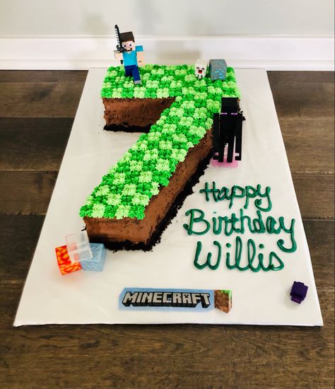 Minecraft number Birthday Cake Mind Craft Cakes For Boys, Easy Minecraft Cookies, Mindcraft Cakes Diy, Birthday Cake Minecraft, Diy Minecraft Cake, Diy Minecraft Birthday Party, Cake Minecraft, Minecraft Cupcakes, Tårta Design