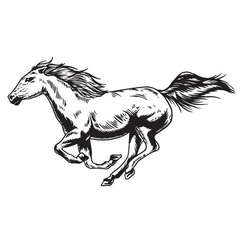 Horse Running Drawing, Running Illustration, Running Tattoo, Horse Tattoo Design, Horse Clipart, Running Art, Trajes Country, Small Chest Tattoos, Horse Running