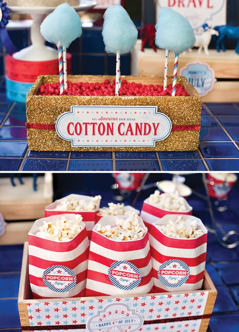 "All-American County Fair" 4th of July Party // Hostess with the Mostess® Wedding Ideas Red, County Fair Theme, Red White And Blue Party, White And Blue Party, Fair Theme, Blue Cotton Candy, Usa Party, American Party, Party Hostess