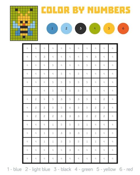 Color by number, education game for chil... | Premium Vector #Freepik #vector #dots #worksheet #activity-book #kids-worksheet Pixel By Number, Pixel Color By Number, Number Colouring, Pixel Art Color By Number, Boulet Journal, Kids Worksheet, Color By Number Printable, Harpy Eagle, Saints Days