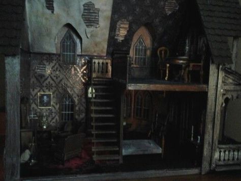 haunted dollhouse | haunteddollhouse #halloweendecor Witchy Dollhouse, Witch Dollhouse, Witch Sisters, Manor Interior, Halloween Dollhouse, Witches Cottage, Spirit House, Gothic Dollhouse, Nicole Brown