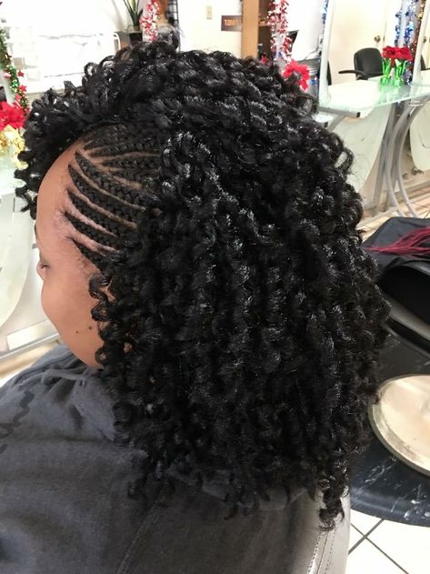 Soft Dread Crochet Style, Soft Dreads Hairstyles, Braided Updo Natural Hair, Crochet Braids Hairstyles Curls, Crotchet Styles, Braided Mohawk Hairstyles, Latest Braided Hairstyles, Side Cornrows, Latest Hair Braids