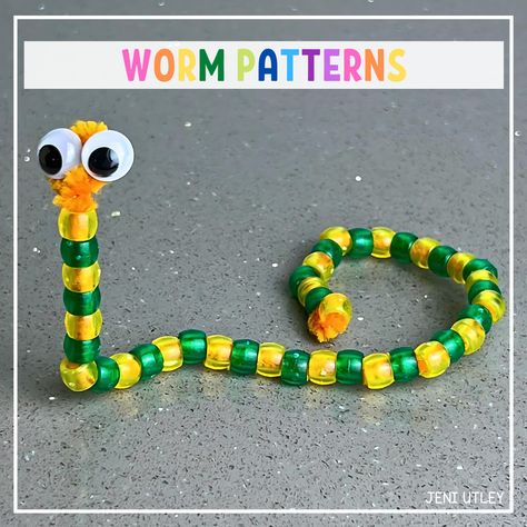 Worm Patterns Activity for Preschoolers Worm Activities For Kids, Inch Worm Craft, Worm Activities For Preschool, Preschool Worms, Letter I Craft For Preschoolers, Worm Craft, Worms Preschool, Letter I Crafts, Worm Crafts