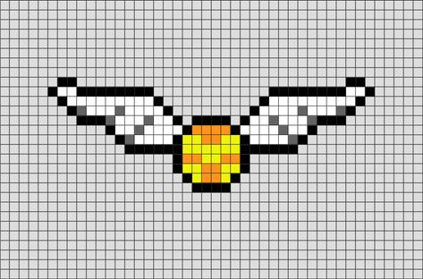 Harry Potter Golden Snitch Pixel Art from BrikBook.com #HarryPotter #GoldenSnitch #Snitch #Quidditch #ball #pixel #pixelart #8bit Shop more designs at http://www.brikbook.com Pixel Art Harry Potter, Harry Potter Perler Beads, Harry Potter Cross Stitch Pattern, Cross Stitch Harry Potter, Pixel Art Minecraft, Image Pixel Art, Harry Potter Crochet, Art Harry Potter, Harry Potter Golden Snitch