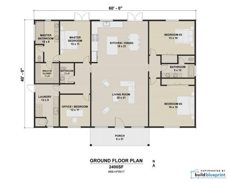 40' x 60' Modern House Architectural Plans Custom | Etsy Cottage Blueprints, House Plans For Sale, 2 Bedroom House Plans, Barn Style House Plans, Plans Architecture, Barndominium Floor Plans, Architectural House Plans, Casa Container, Barn Style House