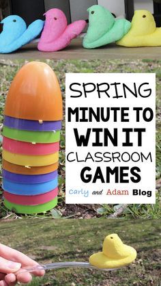 Spring Party Games For Kids Classroom, Spring Minute To Win It Games, Spring Games For Kids Classroom, Bugle Bites, Joey Scouts, Bunny Breakfast, Spring Party Games, Spring Stem Activities, Easter Camping