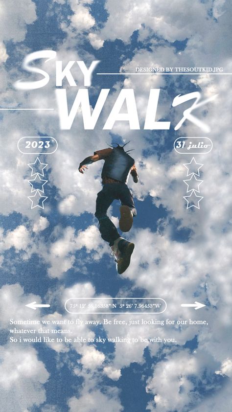 Sky Graphic Design, Typography Photoshop, Sky Walk, Train Posters, Nike Design, Be Free, Travis Scott, Photo Posters, Y2k Style