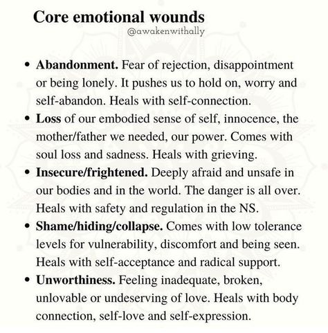 Core Childhood Wounds, Emotional Wound Healing, Core Wound Healing, Healing Emotional Unavailability, Healing Attachment Wounds, Core Wounds List, Mother Wound Healing, Primary Emotions, Attachment Wounds