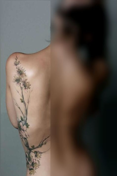 26 Botanical tattoos That Will Show You Are One With Nature Naturistic Tattoos, Botanical Spine Tattoo, Botanical Back Tattoo, Natural Tattoos, December Tattoo, Foliage Tattoo, Botanical Tattoo Sleeve, Wicca Tattoo, Herb Tattoo