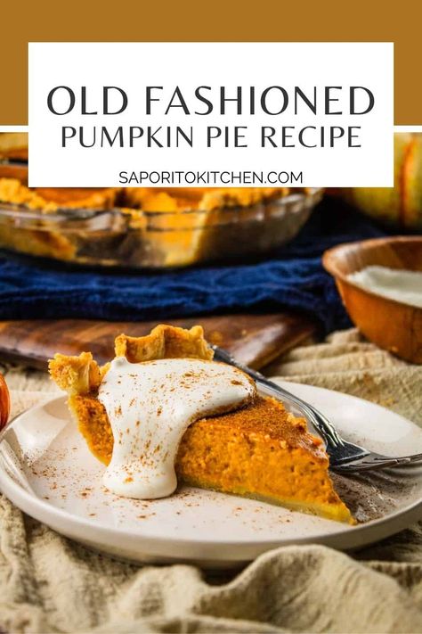 This easy old fashioned pumpkin pie recipe is made from scratch with a creamy homemade filling and the best flaky pie crust. Made with fresh pumpkin puree or canned pumpkin, this recipe is perfect for Thanksgiving and the holiday season! #pumpkinpie #pumpkinpiefromscratch #thanksgivingdesserts Pumkin Pie Recipe, Old Fashioned Pumpkin Pie Recipe, Best Flaky Pie Crust, Pumpkin Pie Crust Recipe, Fresh Pumpkin Pie Recipe, Fresh Pumpkin Puree, Fresh Pumpkin Recipes, Pumpkin Pie Crust, Classic Pumpkin Pie Recipe