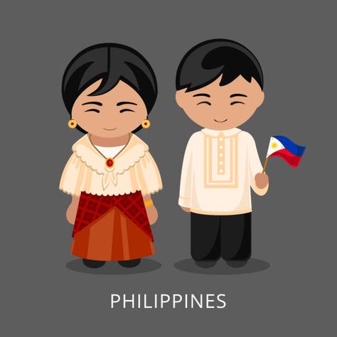 Philippine National Costume, Barong Tagalog, Tropical Countries, Filipino Culture, National Dress, Family Illustration, Philippines Travel, World Cultures, Free Vector Graphics