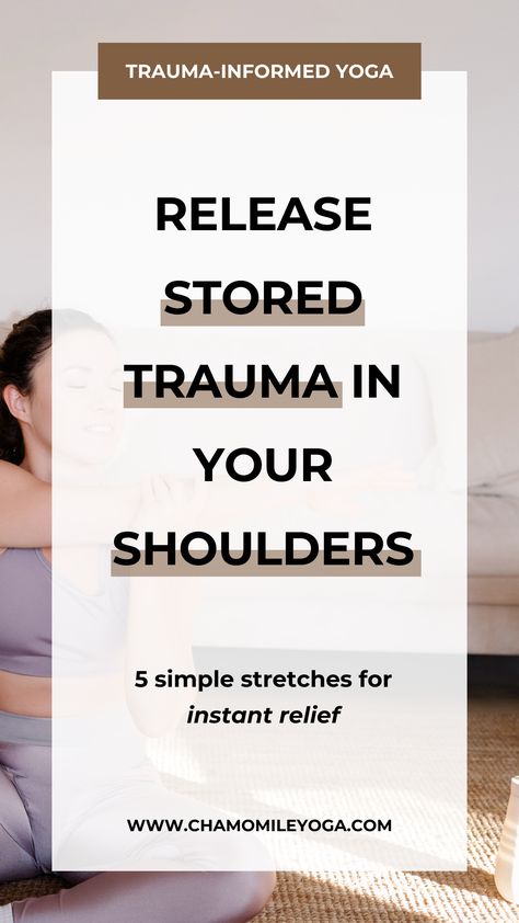 Your shoulders hold onto stress and trauma leading to discomfort, pain and stiffness. These five simple trauma-informed yoga stretches ease your discomfort so you feel relaxed and comfortable in your body. I welcome you to read the blog post and learn how trauma-informed yoga can ease your tension! #SelfCare #Within #Somatic #HealthyLifestyle #Wisdom #the #Through #Unleashing #Home #HealthyLiving #Yoga #Embodied #Practice Somatic Exercise, Somatic Yoga, Nervus Vagus, Somatic Therapy, Somatic Exercises, Shoulder Tension, Healing Journaling, Tension Relief, Healing Light