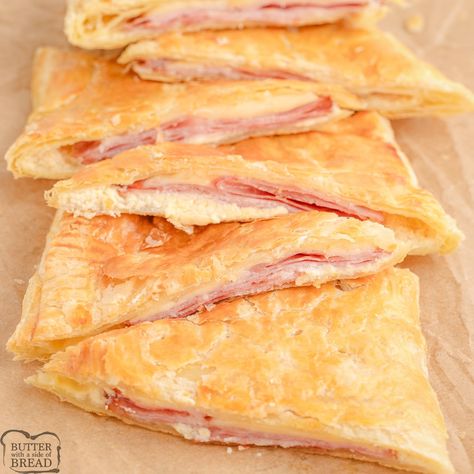 Flaky Ham and Cheese Slab Pies Ham And Cheese Hand Pies, Puff Pastry Ham And Cheese, Cheese Hand Pies, Slab Pies, Puff Pastry Recipes Savory, Cheese Pastries, Simple Family Meals, Cheese Puff Pastry, Easy Puff Pastry