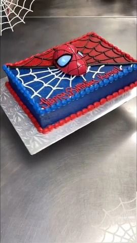 Spider Man Sheet Cake, Spiderman Sheet Cake, Spiderman Cake Birthday For Kids, Sheet Cakes Decorated, Superhero Birthday Party Decorations, Lightning Mcqueen Cake, Mcqueen Cake, Red Birthday Cakes, Spiderman Birthday Cake