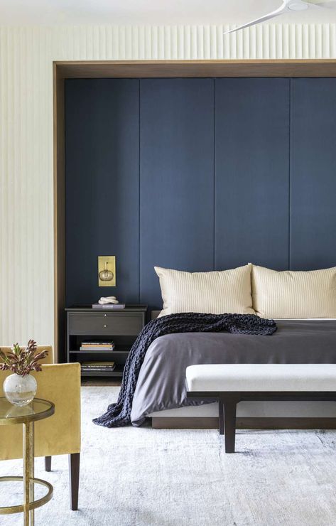 2021 Color Trends According to Designers Bedroom Accent Wall Ideas, Marie Flanigan Interiors, Blue Bedroom Ideas, Marie Flanigan, Beige And Blue, Beige Interior, Bedroom Retreat, Peacock Blue, Color Trends