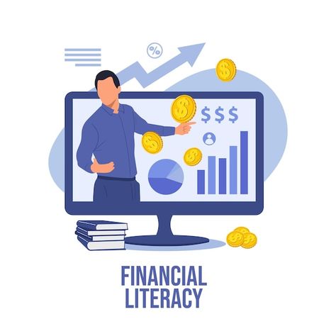 Vector online education saving money onl... | Premium Vector #Freepik #vector #money-management #budget #business-money #financial-literacy Accounting Course, Money Financial, Vector Online, Debt Management, Finance Books, Preppy Wallpaper, Ebook Cover, Business Money, Online Education