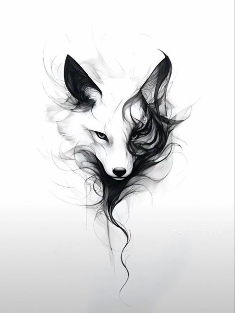 Fluffy Cat Drawing, Drawing Hacks, Fox Tattoo Design, Tier Tattoo, Wolf Tattoo Sleeve, Tatoo Inspiration, Flower Wrist Tattoos, Tatuaje A Color, Fox Tattoo