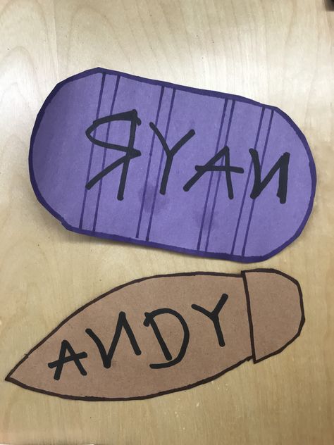 Toy Story Preschool Crafts, Toy Story Name Tags, Toy Story Homecoming Hallway, Toy Story Crafts Preschool, Toy Story Arts And Crafts, Toy Story Hallway Decorations, Toy Story Door Decorations, Toy Story Classroom Door, Toy Story Crafts For Kids