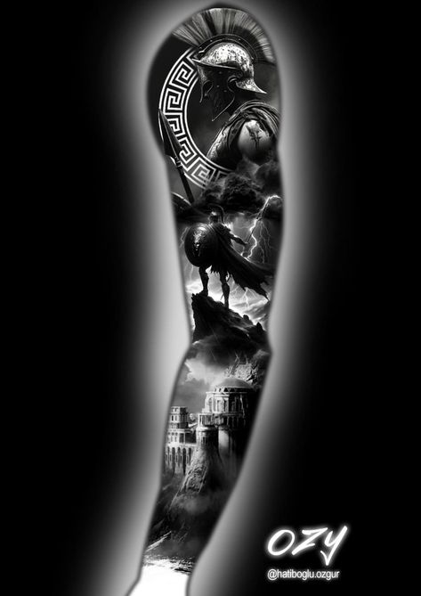 1st Marine Division Tattoo, Greek Sleeve Tattoo For Men, Spartan Warrior Tattoo Sleeve, Scary Tattoos For Men, Spartan Forearm Tattoo, Spartan Sleeve Tattoo, Spartan Tattoo Sleeve, Spartan Warrior Tattoo Design, Spartan Tattoo Design