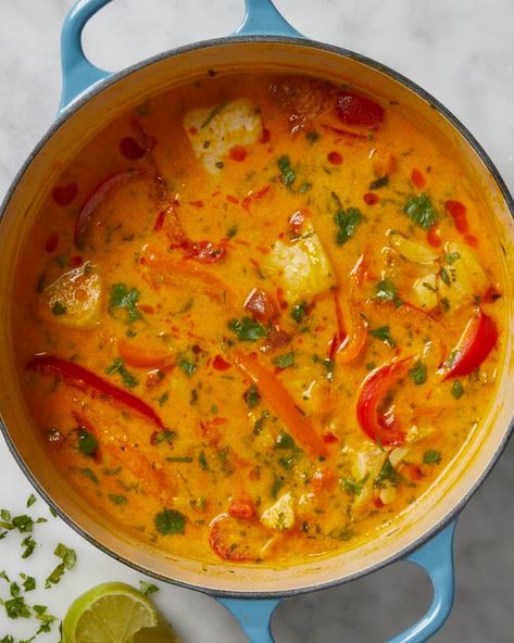 Moqueca (Brazilian Fish Stew) Recipe | The Kitchn Fish Soups And Stews, Moqueca Recipe, Brazilian Fish Stew, Fish Stew Recipes, Delicious Meatloaf, Cilantro Rice, Seafood Stew, Food Time, Fish Stew