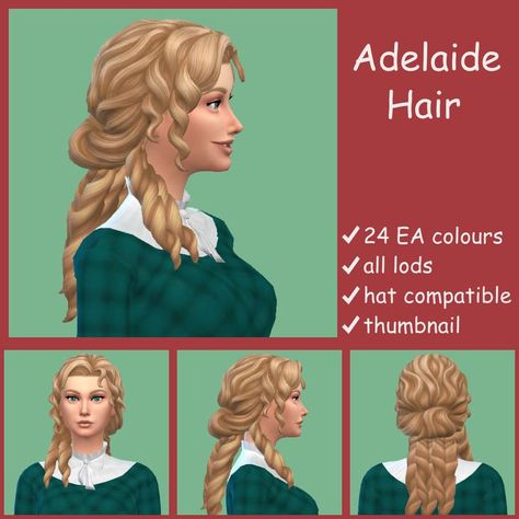 Sims 4 Royal Shoes Cc, Sims Historical, Medieval Hair, 18th Century Hair, Royal Hair, Industrial Era, Sims 4 Decades Challenge, Hair References, Medieval Hairstyles