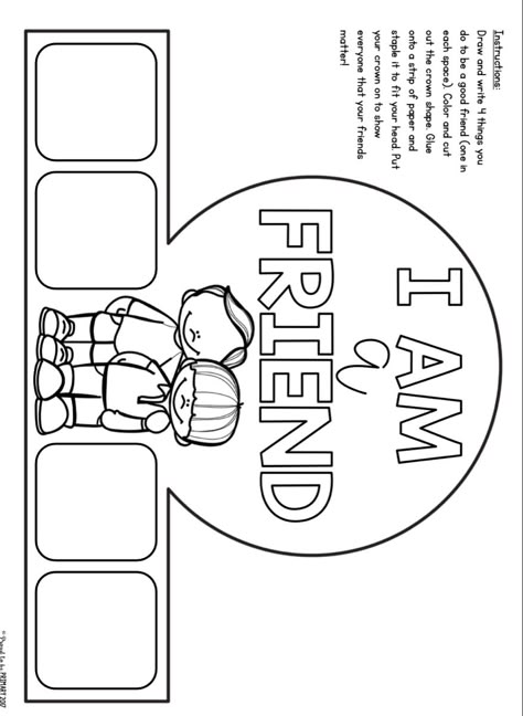 Friendship Activities Preschool Crafts Free Printable, Crafts For Friendship Preschool, My Friend And Me, Kindergarten Social Emotional Lessons, Friends Week Preschool, Friendship Language Activities Preschool, Friendship Art Preschool Activities, Kindergarten Civics Activities, Friend Art For Preschool