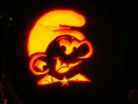 Smurf Pumpkin Carving, Smurf Pumpkin, Pumkin Carving, Halloween Pumpkin Carving Stencils, Carving Stencils, Pumpkin Carvings Stencils, Halloween Pumpkins Carvings, Halloween Goodies, Carving Ideas