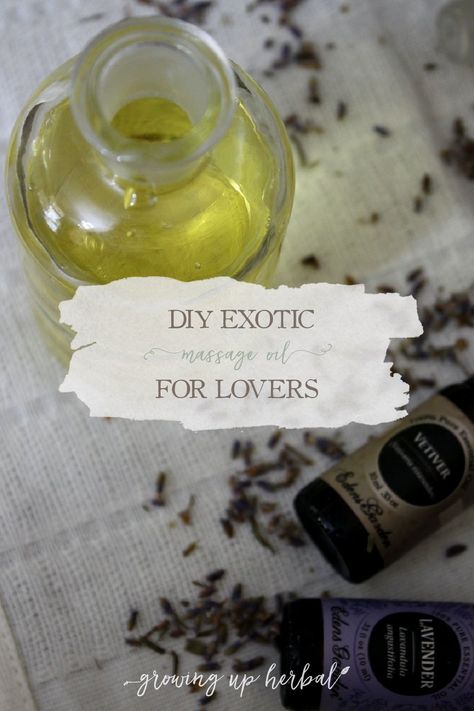 I've been busy prepping some Valentine's Day goodies this year, and this exotic massage oil is one of the easiest. Get the recipe here! Diy Massage Oil Recipes, Massage Oils Recipe, Diy Massage Oil, Message Oil, Massage Oil Blends, Diy Massage, Herbal Oils, Homemade Cleaning Supplies, Essential Oil Carrier Oils