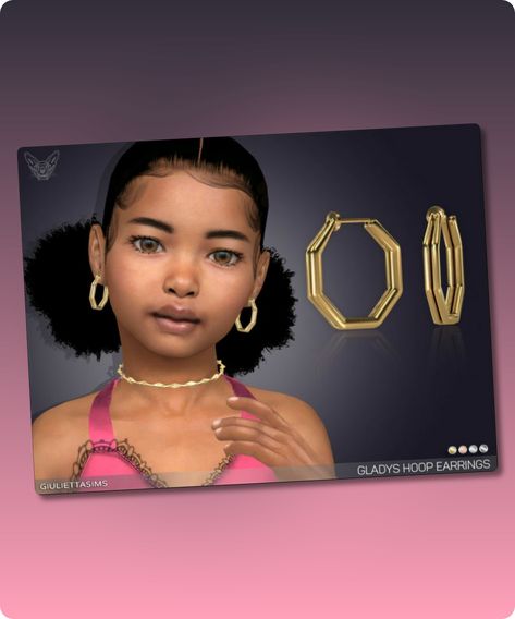 Sims 4 Accessory CC: Gladys Hoop Earrings For Kids Sims 4 Child Jewelry Cc, Sims 4 Child Earrings, Sims 4 Child Accessories Cc, Sims 4 Cc Kids Accessories, Sims 4 Toddler Accessories, Sims4 Earrings, Sims Earrings, Sims4 Accessories, Earrings For Kids