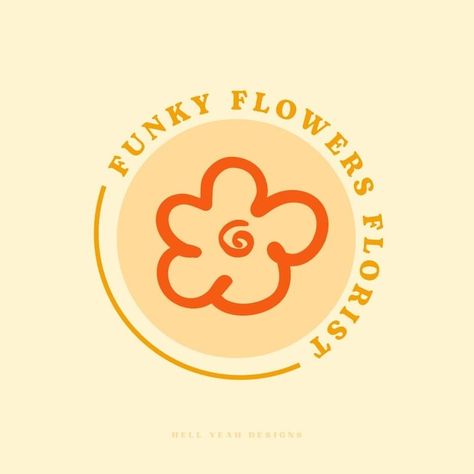 Funky Flower logo design Cute Logos For Small Business, Flower Logo Design Graphics, Small Business Logo Ideas, Flower Shop Logo Design, Fun Logos Inspiration, Handmade Branding, Flower Shop Branding, Flower Logos, Logo Design Flower