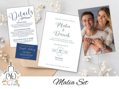 Wedding Announcements Wording, Lds Wedding Invitations, Temple Sealing, Invitation Details Card, Lds Wedding, Wedding Announcement, Wedding Invitation Sets, Wedding Announcements, Elegant Wedding Invitations