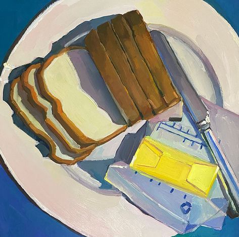 Butter Painting, Food Illust, Bread From Scratch, All Things Green, Boll & Branch, Wayne Thiebaud, Food Painting, Bread And Butter, Expressive Art