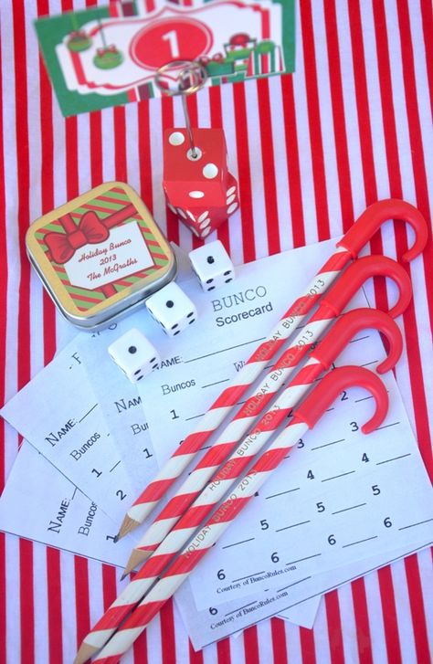 Bunco Decorations, Birthday Bunco, Bunco Party Ideas, Bunko Party, Bunco Party Themes, Bunco Christmas, Christmas Bunco, Work Christmas Party Ideas, Bunco Food