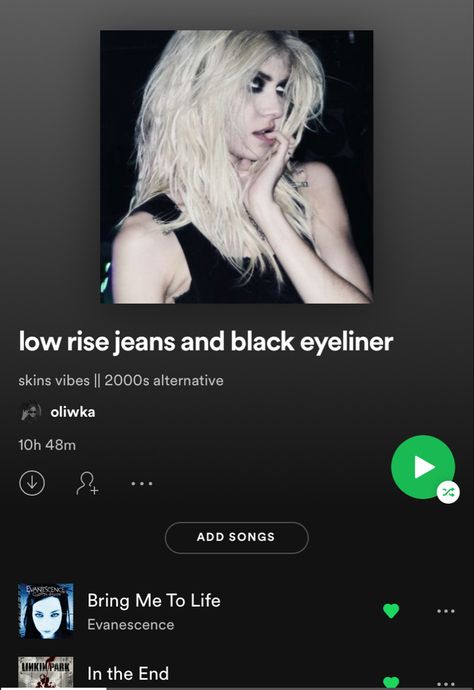 #spotify #playlist #2000s #aesthetic #tiktok #blackeyeliner #lowrisejeans #2000saesthetic #vibes #skins #alternative #like #follow 2000s Music Playlist Cover, 2000s Spotify Cover, Bree Core Aesthetic, Metal Playlist Names, 2000s Playlist Cover, Good Vibes Playlist, Alternative Playlist, Aesthetic Spotify Playlist Covers, Spotify Playlist Covers Aesthetic