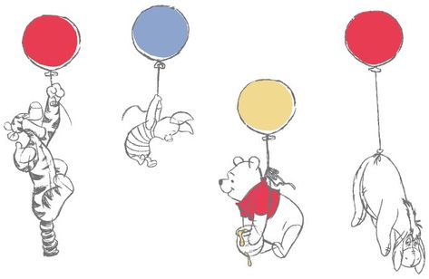 210 Best Winnie The Pooh Tattoo Designs (2023) - TattoosBoyGirl Winnie The Pooh Floating Balloon, Pooh Bear With Balloon, Eeyore Balloon Tattoo, Winny The Pooh Tattoos, Winnie The Pooh Balloon Tattoo, Winnie The Pooh Holding Balloon, Pooh Holding Balloon, Piglet With Balloon, Eeyore Balloon